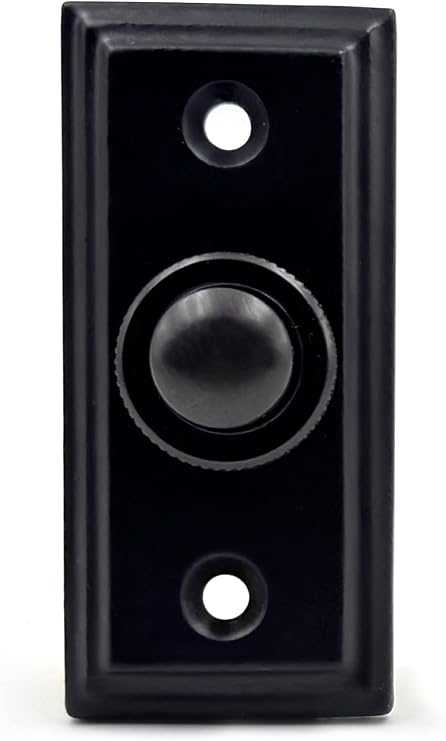 A29 Push Button Doorbell, Cast Iron, Black Powder Coat Finish