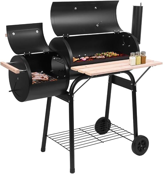 Outvita BBQ Charcoal Grill, Outdoor Patio Barbecue Cooker, Offset Smoker