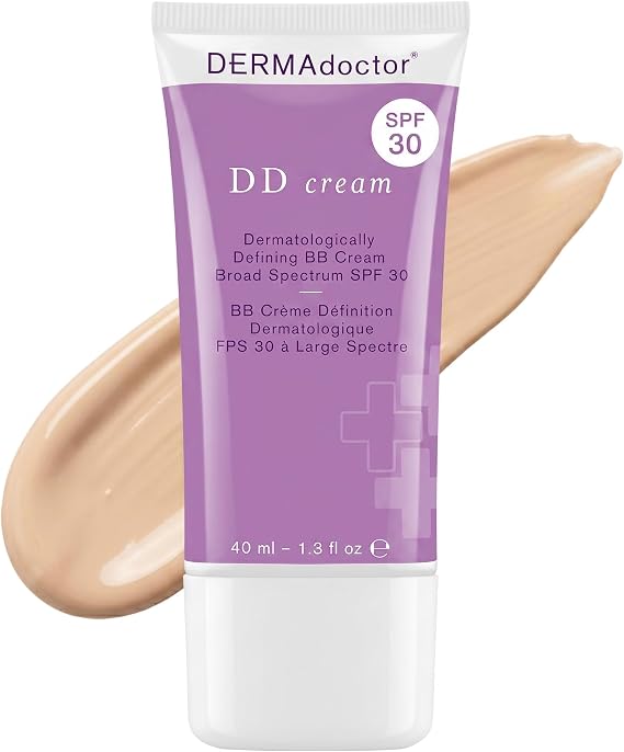 DERMAdoctor DD Cream – All-in-One Tinted Moisturiser with SPF 30 – Anti-Aging Daily Defence Cream for Even Skin Tone – 40 Millilitres (DR-DDCR)