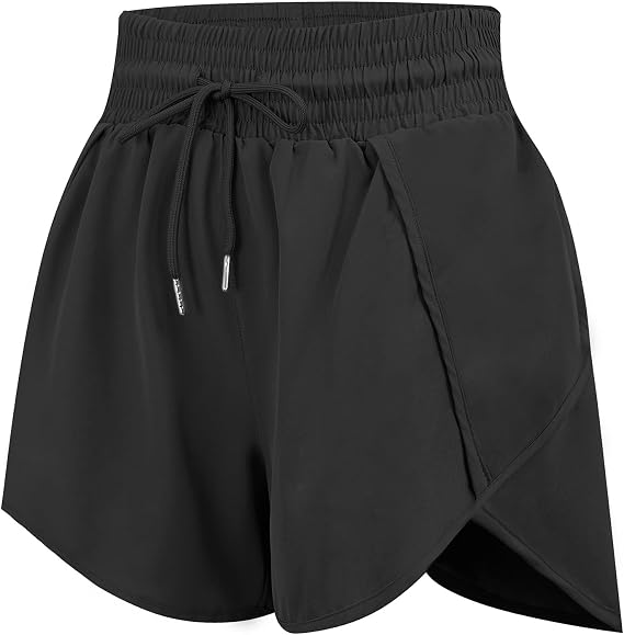 Women's High Waisted Running Shorts Quick Dry with Liner Zipper Pocket