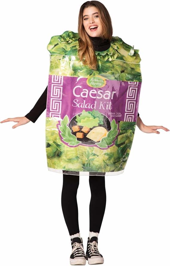 Rasta Imposta Caesar Salad Kit Costume Salad Romaine Condiments Food Parmiggiano Marinade Dress Up Cosplay Party Costumes, Adult One Size