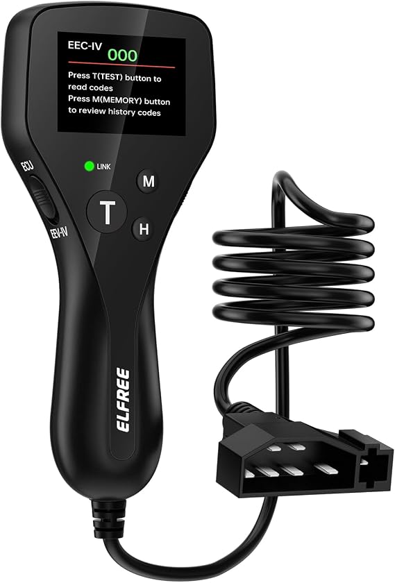 ELFREE OBD1 Scanner Compatible with Ford Lincoln Mercury 1981-1995, LCD Display Code Reader with Definitions, Plug and Play OBD1 Scann Tool, Reinforced Pins, 9FT Cable