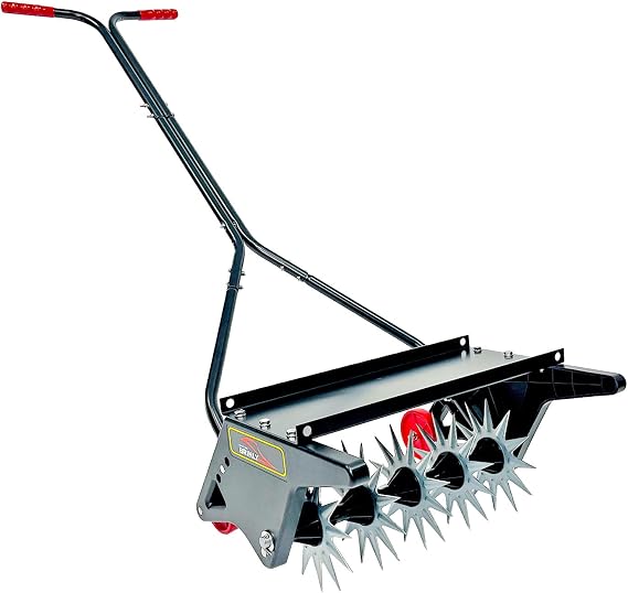 Brinly 18" Premium Push Spike Aerator with 3D Steel Tines & Weight Tray