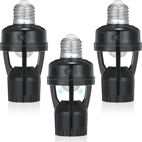 Hortsun Motion Sensor Light Socket Compatible with E27, White, Black