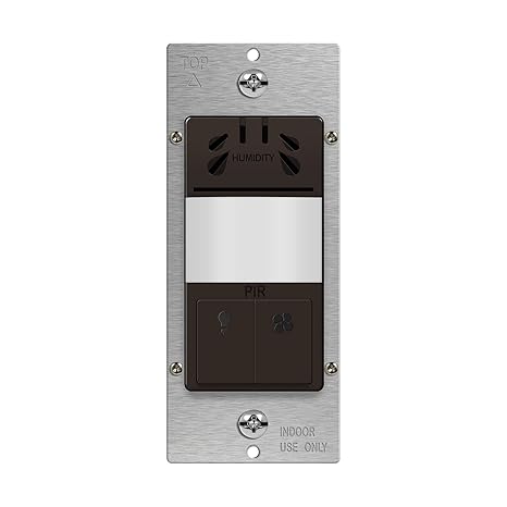 TOPGREENER Humidity Sensor Switch with PIR Lighting Motion Sensor, Neutral Wire Required, Air Moisture Detection for Ventilation Fan, Bathroom Fan Automated Control, UL Listed, TDHOS5-BR, Brown