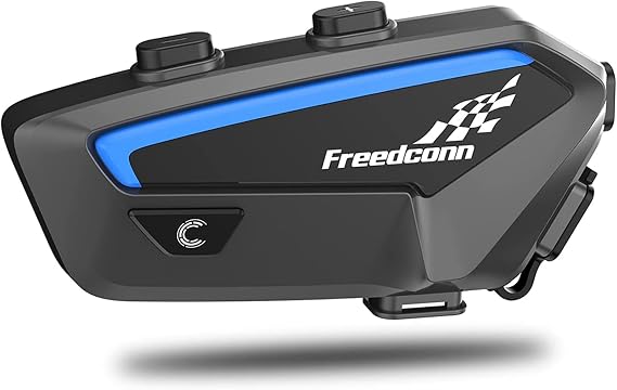 FreedConn Helmet Bluetooth intercom System,FX Full Duplex Wireless Motorbike Interphone for 6-10 Riders /Range1500m/Music Sharing,Connect with Most Other Bluetooth Headset,Black