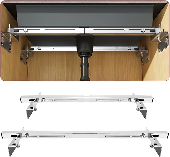 Undermount Sink Brackets, Adjustable Undermount Sink Supports, Stainless Steel Sink Brackets for Heavy Duty Kitchen Sinks 20-31.5 inches