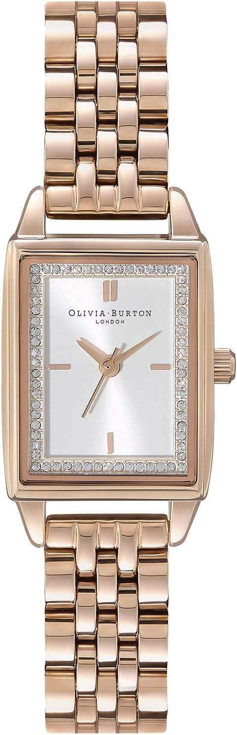 Olivia Burton Rectangular Womens Watch 25.5mm, 3H Quartz Movement, Stainless Steel, Water Resistant 30M (3ATM)