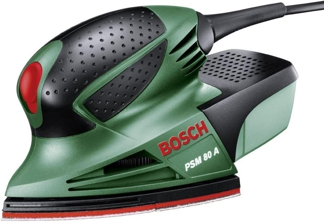 Bosch Home And Garden Multi-Purpose Sanding Psm 80 A, 3 Redwood Sandpaper, Bag (80 W, Vibration Count 20000 Giant/Min, Sanding Surface 104 Cm²)