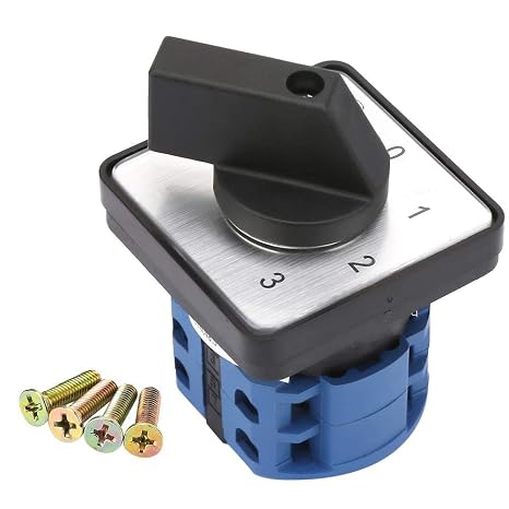 Changeover Switch, Universal Rotary Cam Selector Changeover Switch, 660V 20A, 4 Position 2 Pole, 8 Terminals, for Electrical Wiring, Squirrel Cage Type Asynchronous Motor