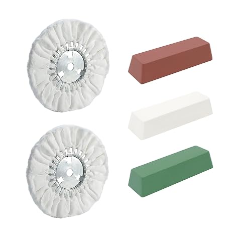 8" Soft Airway Buffing Wheel White Flannel with Buffing Polishing Cutting Compounds