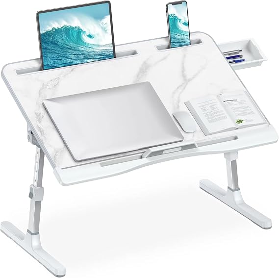 HETTHI Bed Laptop Table Adjustable Foldable Laptop Stand 23.615.7in Marble