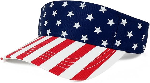 Mega Cap American USA Flags Stars and Stripes Patriotic Twill Cotton Visor - Flag