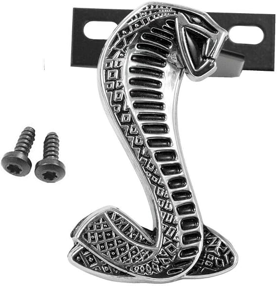1994-2004 Mustang Cobra SVT Snake Chrome and Black Grill Grille Emblem with Bracket