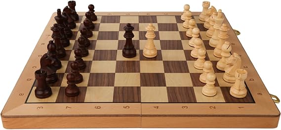 Chess Board Large Portables Wooden Folding Board Family Table Game ChessPieces(Size:52cm) (42cm)