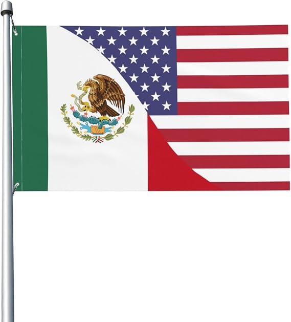 Mexican Flag 3x5 Feet, Mexico Flag American Flag Funny Flag Holiday Banner Garden Yard House Flags Indoor Outdoor Home Decorations Double Sided Print