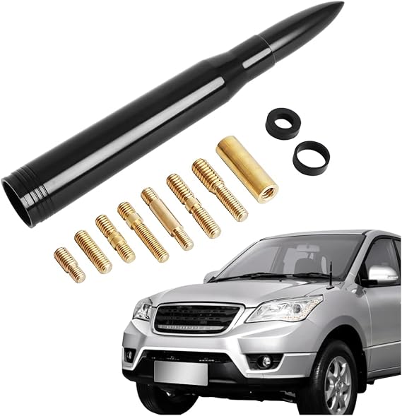 Car Bullet Antenna Universal Vehicle Truck Replacement Antenna, Car Radio Antenna, Cool Car Accessories Widely Compatible with Most Cars, Trucks, and SUVs (Black)