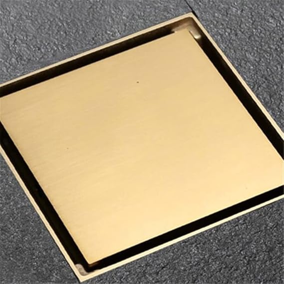 Brushed Gold Brass Hideep Floor Drain 100x100mm Square Bathroom Balcony Invisible Shower