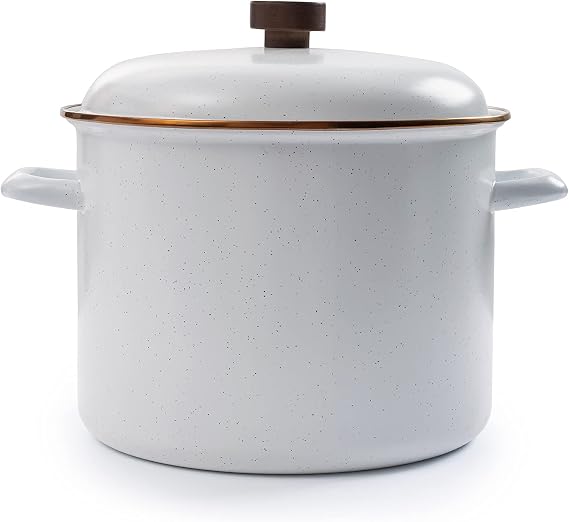 Barebones Enamel Stock Pot - Durable Enamel-Coated Steel Pot for Even Heating and Outdoor Cooking Of Soups, Stews and Chili (Eggshell)