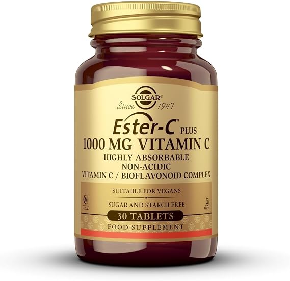 Solgar Ester-C Plus 1000 Mg Vitamin C Tablets - Pack of 30 | Highly Absorbable Non-Acidic Formula - Supports Healthy Immune System - Daily Supplement - Vegan & Gluten Free