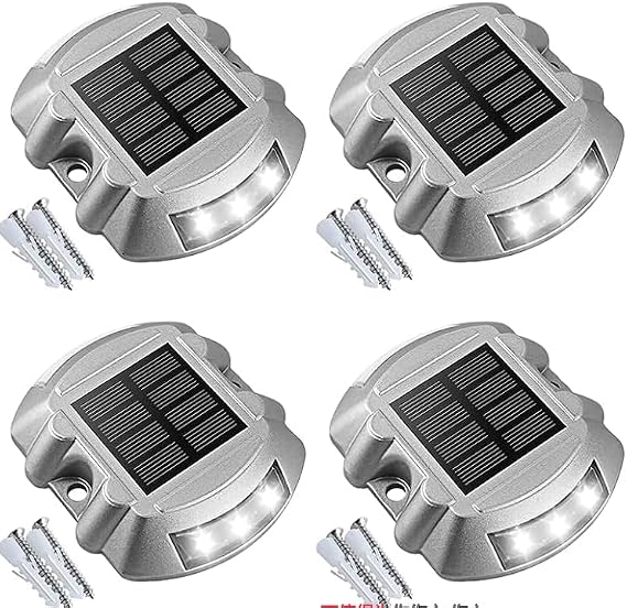 VOLISUN Solar Deck Driveway Dock Lights,Solar Pathway Lights,White 4 Pack