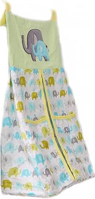 Embroidery Crib Diaper Storage Green Elephant Crib Diaper Hanging Bag Green Elephant