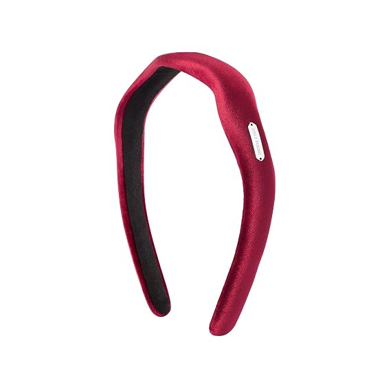 EVITA PERONI Velvet headbands for women Soft headband Curve design Wavy Style, Retro, Elegant and Comfortable Hairbands-Red
