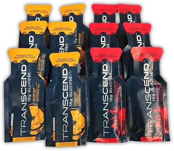 Glucose Gel 15g - Raises Blood Sugar Fast - Orange & Strawberry Assortment (12)