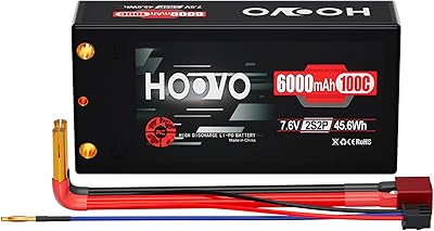 HOOVO 2S 100C 6000mAh 7.6V RC Shorty Lipo Battery High-Voltage Hard Case with T Connector for RC 18 110 Scale Vehicles Car Trucks Boats4mm Bullet