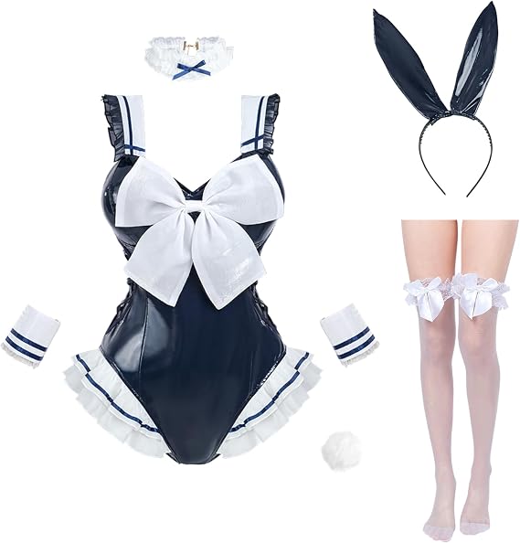 CR ROLECOS Bunny Costume Women Kawaii Back Strap Bodysuit