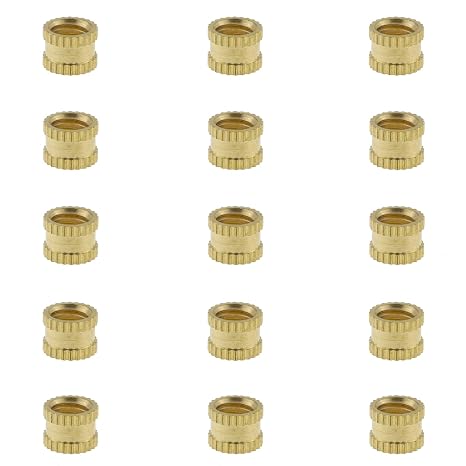1/4 Inch Knurled Insert Nut DGZZI 15PCS 1/4-20 6mm (H) x 8mm (OD) Brass Female Knurled Thru-Threaded Insert Embedment Nuts for Printing 3D Printer and More Projects, Thread Brass Knurled Nuts