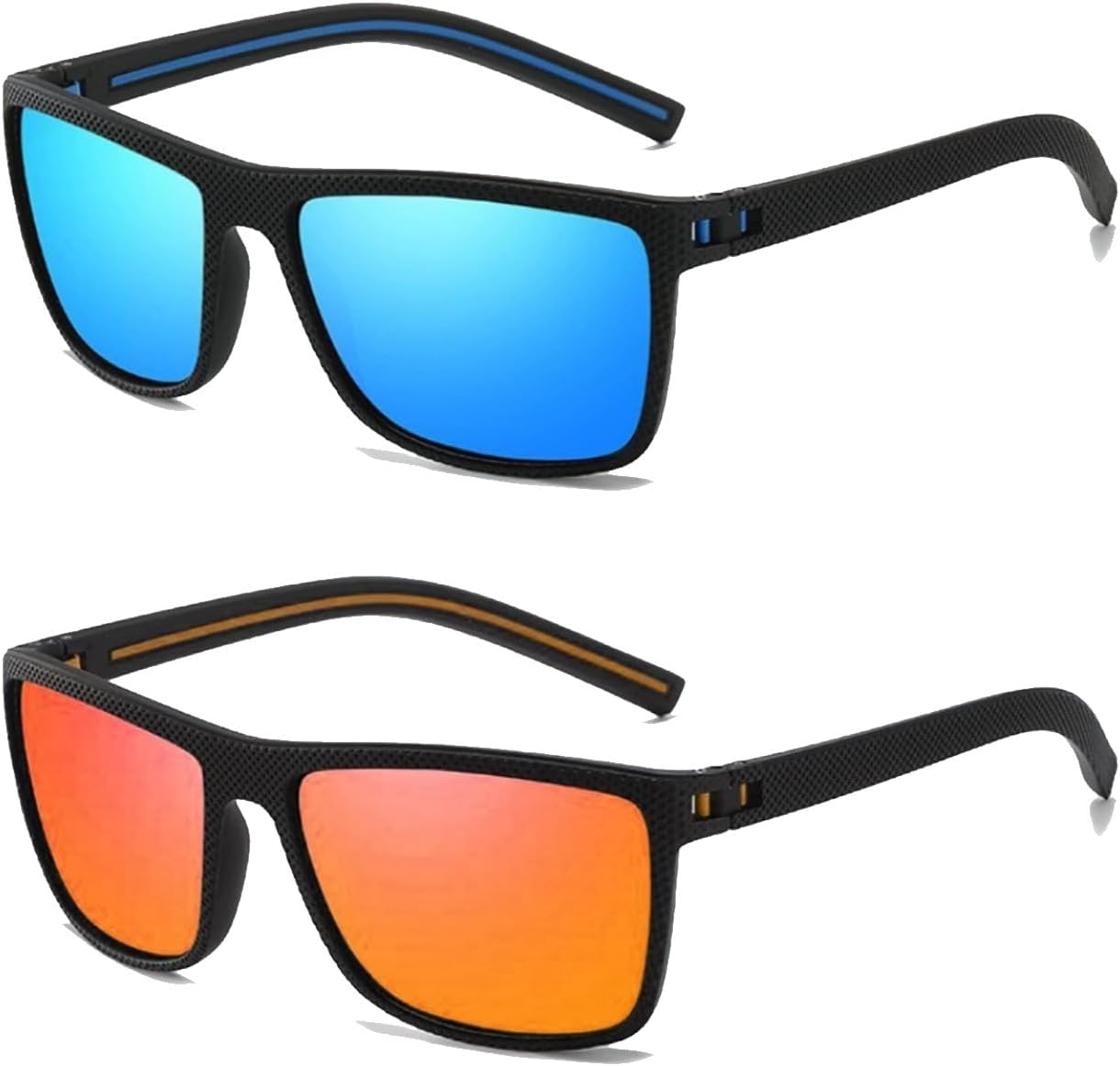 2 Pcs Polarized Sunglasses,HD Lightweight Rectangular Sun Glasses Men,UV Fasion Vintage Square Men Sun Glasses Polarised,Protection Sunglasses for Driving Fishing Hiking Travel