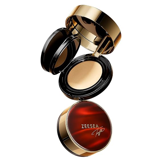 zeesea 2 in 1 Black Truffle Cushion Foundation,Makeup Double Layer Cushion BB Cream &Setting Powder for Oil Control,Tinted Moisturizer,Long-lasting, Natural, 0.32 + 0.18oz (9g + 6g)