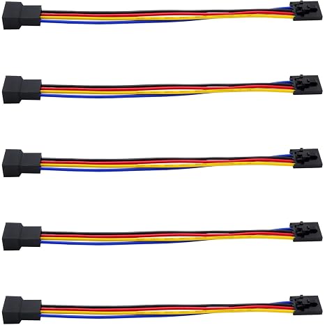 SIXQJZML 5Pcs 5Pin to 4Pin Fan Adapter Cable,PC CPU Fan Connector Converter Interface Conversion Line,for 4 Pin Temperature Control Fan Header or 3 Pin Silent Fan,6.7inch/17cm