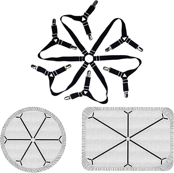 Bed Sheet Straps Fitted Sheet Keepers Bedsheet Holders, Adjustable Elastic Fasteners with Silicone Pad Metal Clips, Suitable for Multiple Bed Types