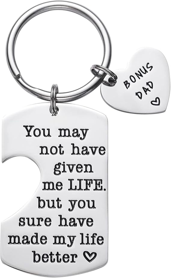 Melix Home Gifts for Stepdad Keychain Fathers Day Gift Bonus Dad Keychains Birthday Present