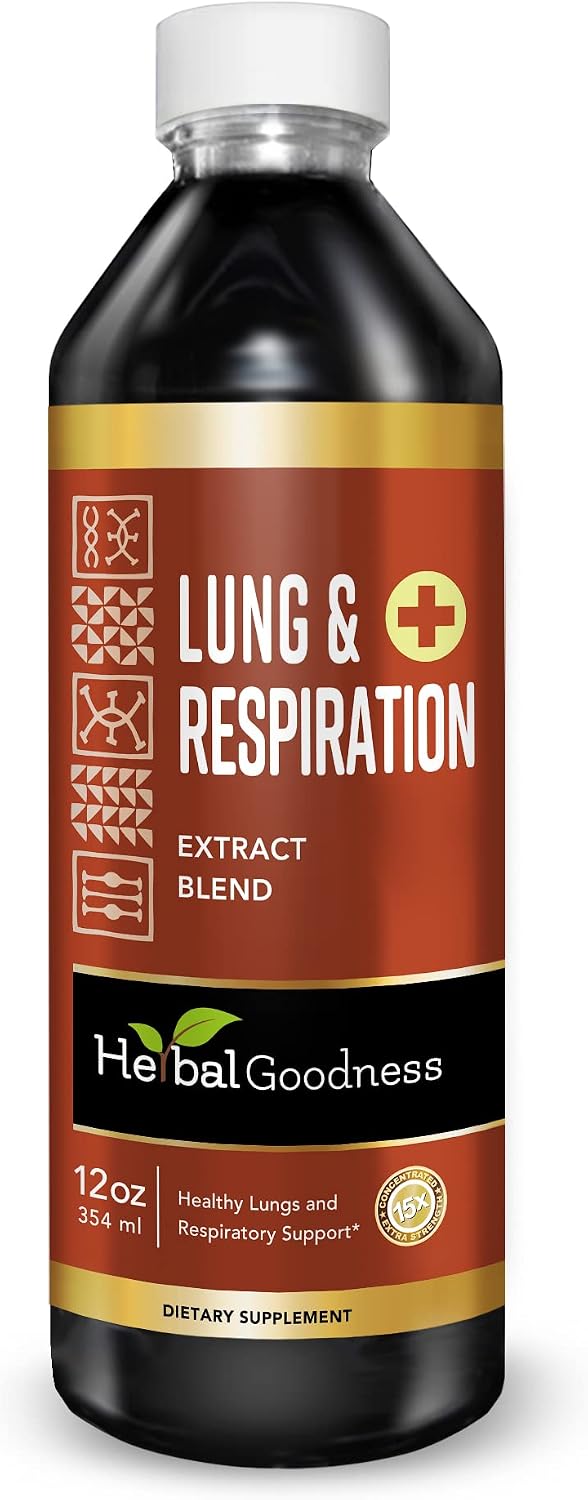Herbal Goodness Lungs and Respiration 1oz - for Better Lungs, Lungs Cleansing, Respiratory Support, Growth Cells Support and Immune Support with Mullein Leaf Extracts - 1bottle
