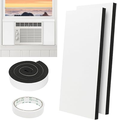 BEWAVE Window Air Conditioner Insulation Foam Panels, AC Side Surround Panels Kit with Top Seal Strip for AC Unit Indoor 2 Pack