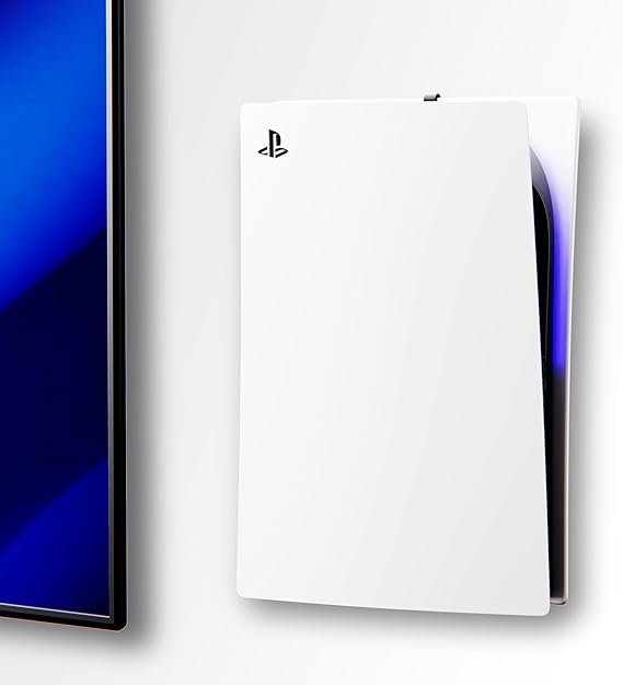 PS5 Wall Mount for PlayStation 5 Console - Sleek Hidden Design for Mounting Near or Behind TV, 2 Controller & Headset Holders Included (PS5 Original/PS5 Pro)