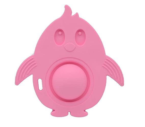 Eztotz Popz Baby Teether Toy - Made in The USA - Pop It Sensory Toys for 0-6 Months + 100% Silicone Dimple Popper for Newborns and Infants - BPA Free