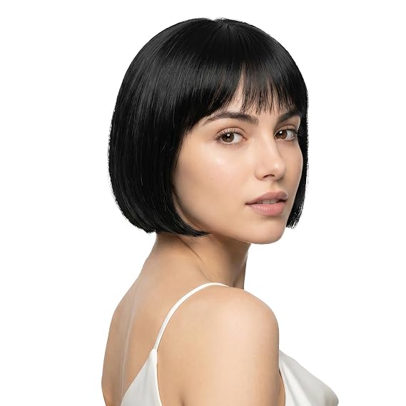 Onedor 10" Short Straight Hair Flapper Cosplay Costume Bob Wig (Black)