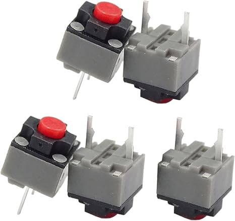 5 Pcs Mute Button 6x6x7.3mm Square Switch Silent Switch Button Micro 10 Million Mouse Micro Industrial (Black, Red)