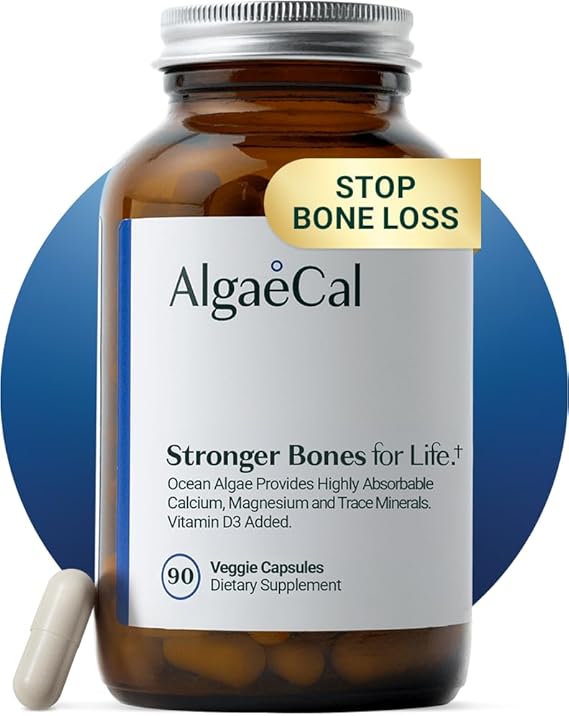 ALGAECAL Plant Based Calcium Supplement for Bone Strength, 90 Caps, 1 Pack