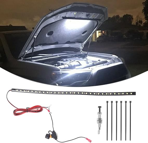 Under Hood LED Work Light Kit, 12V-14V Car Hood Work Inspection Strip Lamp with Automatic On/Off Universal Waterproof Underhood Work Light Bar for Any Vehicle,Upgraded with Extension 6W,52CM