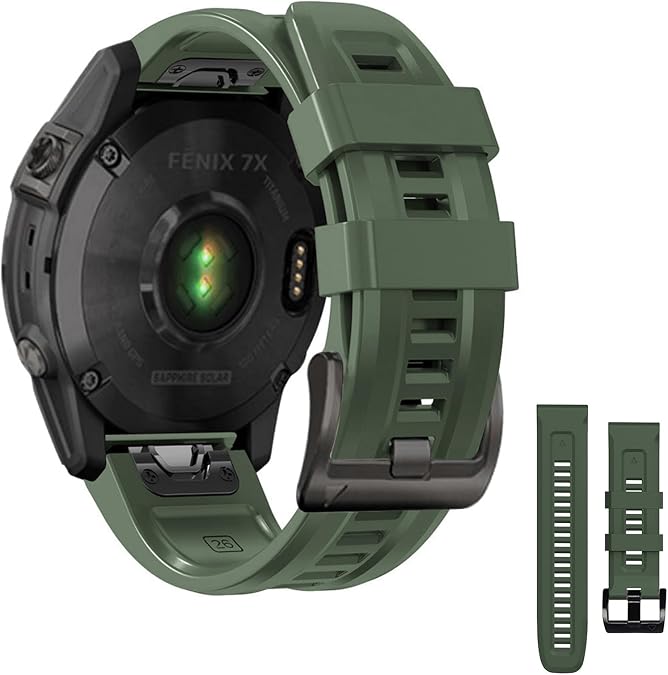 Threeeggs 26mm Quickfit Watch Band for Garmin Fenix 7X 6X 5X, Silicone Bands Strap for Fenix 8 51mm, Fenix 3/3 Sapphire, Descent Mk1, Tactix Delta Bravo Smartwatch