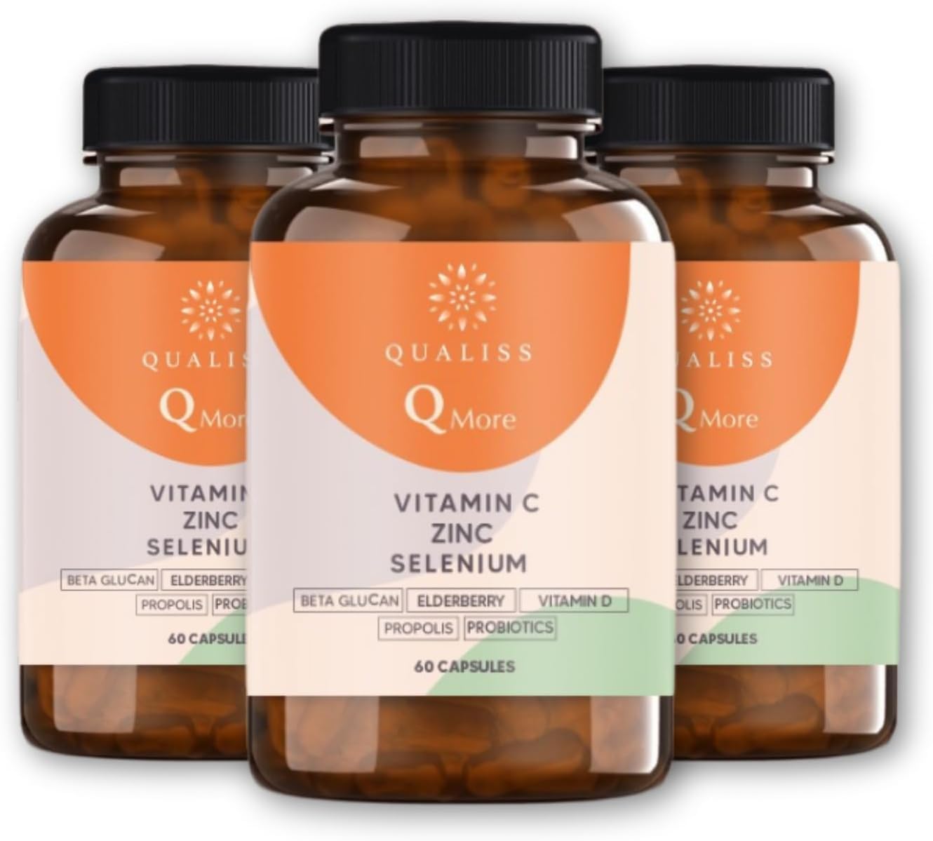 qualiss 3 Q More 60 Capsule Vitamin C - Vitamin D, Propolis, Probiotic, Zinc, Selenium containing Vitamin