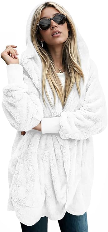 LONGYUAN Womens Jacket Winter Coats Hooded Cardigan Fleece Sweaters