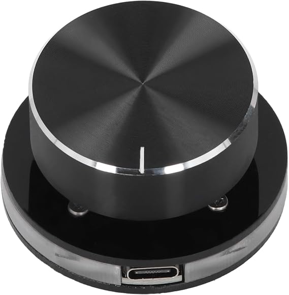 USB Volume Control Knob for PC, One-Touch Mute Audio Controller with RGB Light, Type-C Plug and Play Multimedia Volume Knob for Computer, Laptop, Desktop and Android Devices