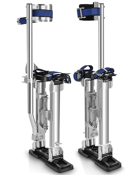 Drywall Stilts 15" - 23" Adjustable Aluminum Stilt Professional for Sheetrock Painting Painter Pruning Branches or Cleaning (Silver)