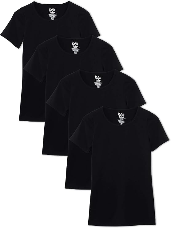 Kalon Women's 4-Pack Scoop Neck T-Shirt Base Layer